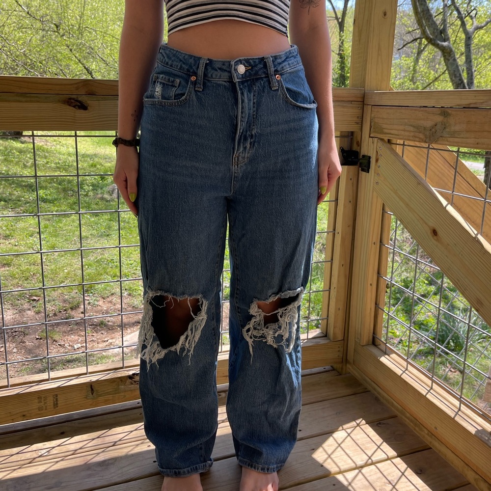 Distressed Blue Jeans